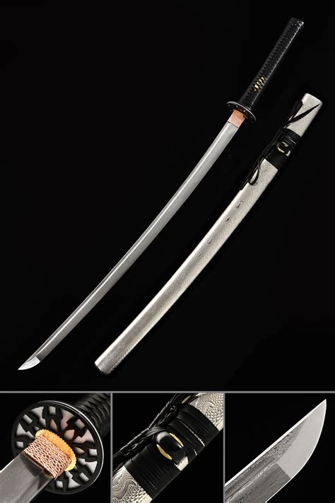 Katana Noir Et Argent Épée Katana Japonaise Faite à La Main En Acier