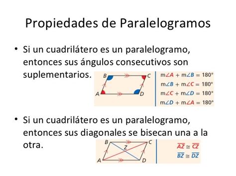 propiedades de paralelogramos