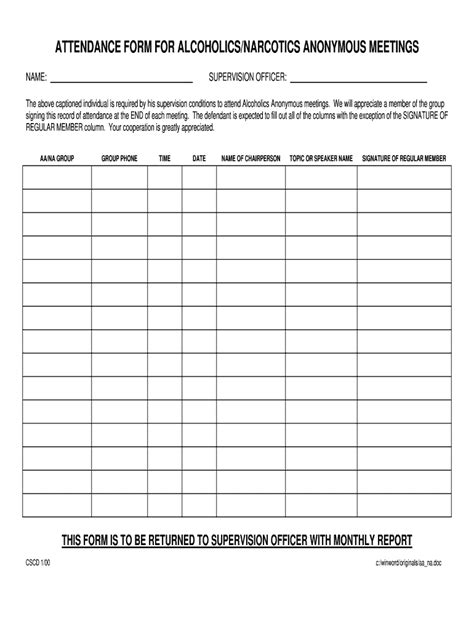 Aa Meeting Log Fill And Sign Printable Template Online Us Legal Forms