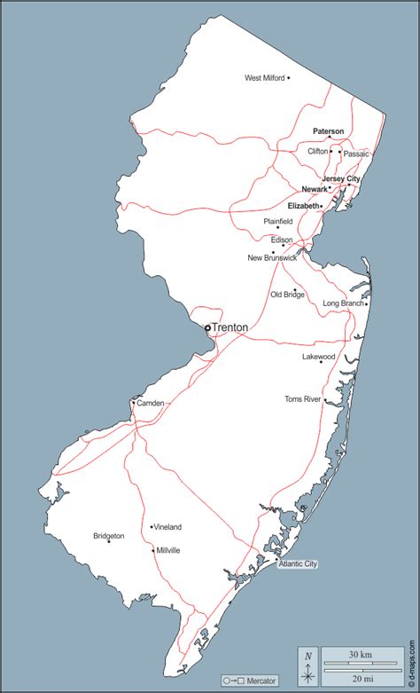 Nueva Jersey Mapa Gratuito Mapa Mudo Gratuito Mapa En Blanco Gratuito