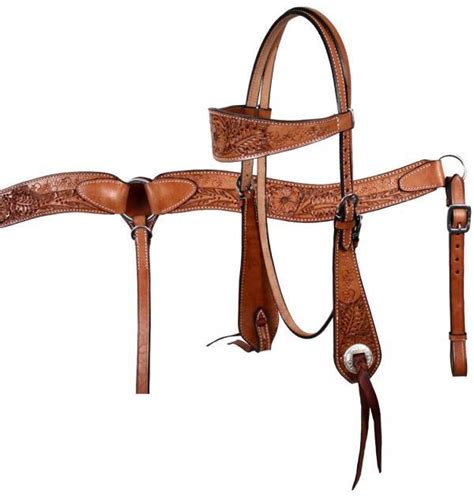 Showman™ Double Stitched Leather Wide Browband Headstall And Breast