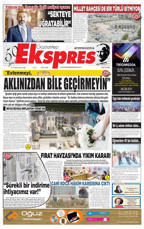 03 Haziran 2022 tarihli Gaziantep Ekspres Gazete Manşetleri