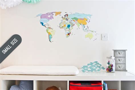 Printed World Map Vinyl Wall Sticker Decal Graphic For Home And Office