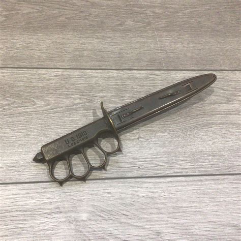 Rare And Original 1918 Knuckle By Lfandc Fighting Knife Jdr Militaria