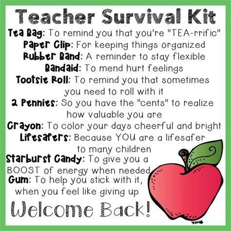 Teacher Survival Kit Free Printable Printable World Holiday