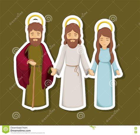 Jesus Mary And Joseph Cartoon Design Stock Vector Illustration Of