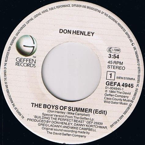 45´s Singles Blog Don Henley The Boys Of Summer Edit Bw A