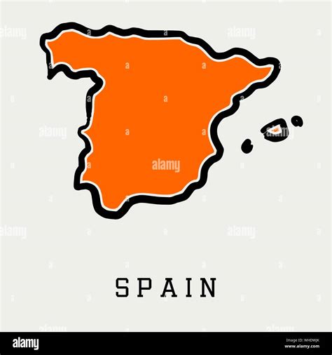 España Mapa Contorno Lisa Mapa Vector De Forma Simplificada Del País