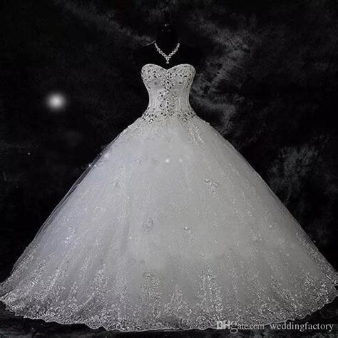 Classic Sparkly Ball Gown Wedding Dresses Crystals Sequins Lace