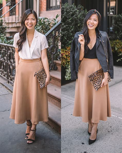 Two Ways To Wear A Camel Midi Skirt Skirt The Rules Nyc Style Blogger