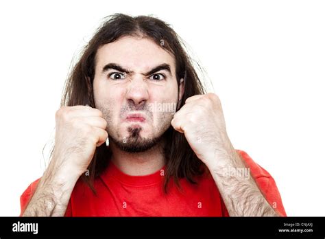Angry Man Showing Fists Isolated On White Stock Photo Alamy