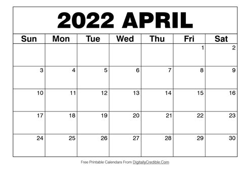 april 2022 calendar printable desk wall