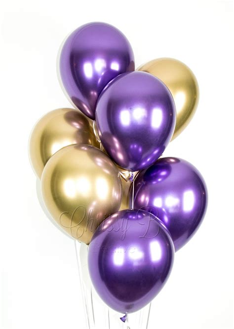 Purple And Gold Balloons Purple And Gold Chrome Balloon Etsy