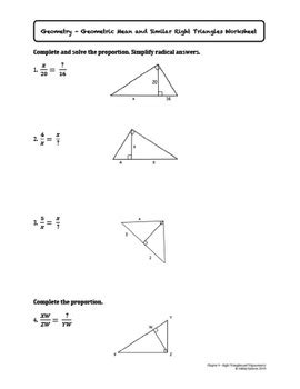 Two triangles are similar, and the ratio of each pair of corresponding sides is 4 : Geometric Mean and Similar Right Triangles (Lesson with Homework)