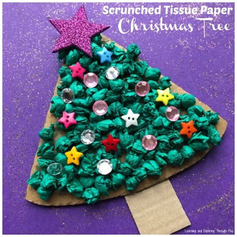 Scrunched Tissue Paper Christmas Tree Craft Tissue Paper Crafts