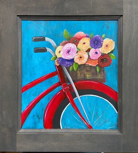 Bicycle Flower Basket Painting Diy Tutorial Enjoy The Ride Etsy In