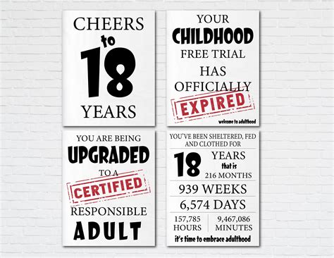 18th Birthday Printable Poster Cheers To 18 Years Printable Etsy