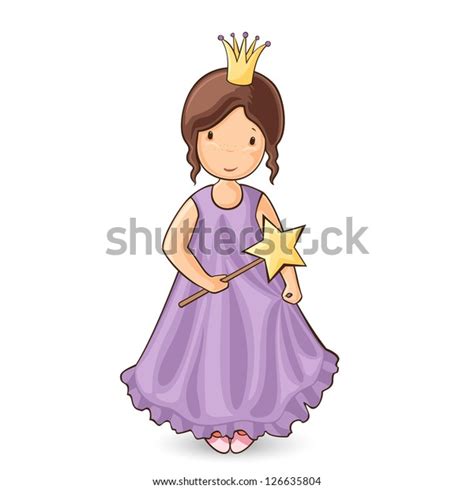Vector Illustration Little Princess Purple Dress Stock Vector Royalty