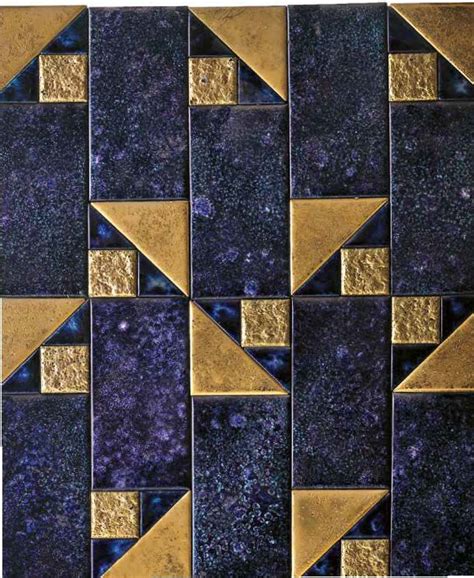 Gold And Royal Blue Italian Tile Mosaic Pavimento Piastrellato Arredamento Piccolo Bagno