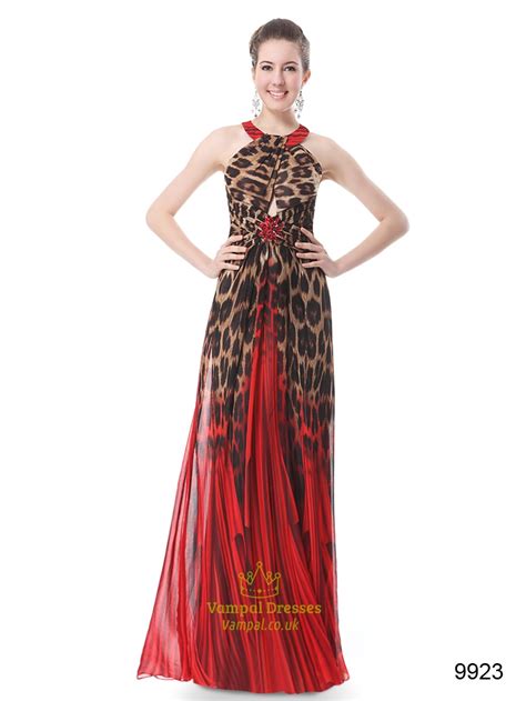 Black And Red Leopard Print Dressleopard Evening Dresses For Womens