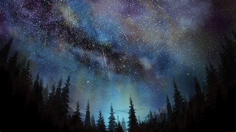 Download 3840x2160 Stars Trees Sky Night Wallpapers For