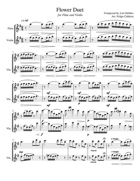Flower Duet For Flute And Violin Sheet Music For Flute Violin Download
