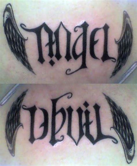 The common example of opposite tattoos is love and hatred, sun and moon and combination of black and white color but the most raring example is the tattoo of an angel and devil. Angel/Devil Tattoo