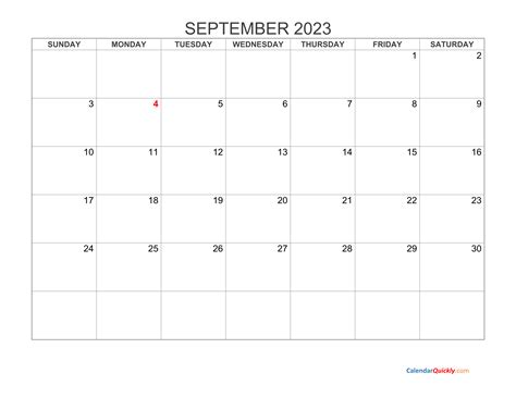 September 2023 Blank Calendar Calendar Quickly