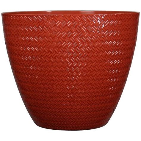 Allen Roth 202 In W X 179 In H Red Resin Planter In The Pots And Planters Department At