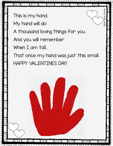 Valentines Day Handprint Keepsake Poem For Kids Valentines Day