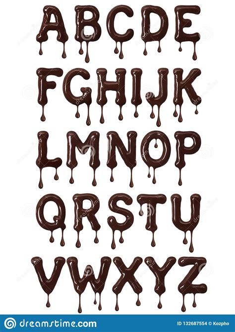 The iso 9 system (1995) transcribes each russian character by a single latin character: Latin Alphabet Made Of Melted Chocolate With Drops Stock ...