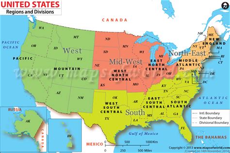 Us Map Divided Into Regions United States Regional Divisions Map Of