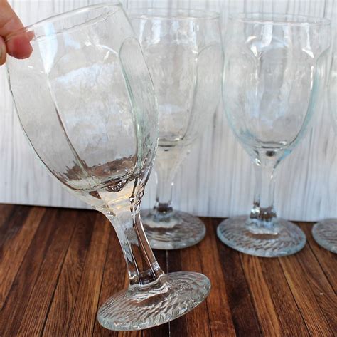 Vintage Libbey Chivalry Clear Wine Glasses Set Of 4 Flat Paneled Small Goblet 8 Oz