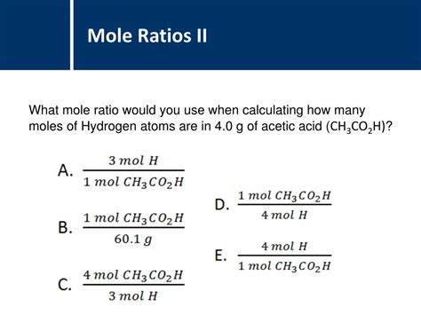 Mole To Mole Ratio Examples