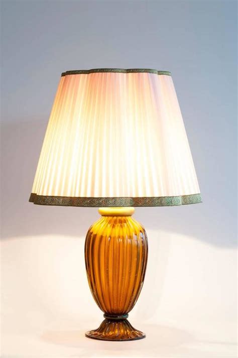 Italian Venetian Table Lamp Blown Murano Glass Gabbiani Amber And
