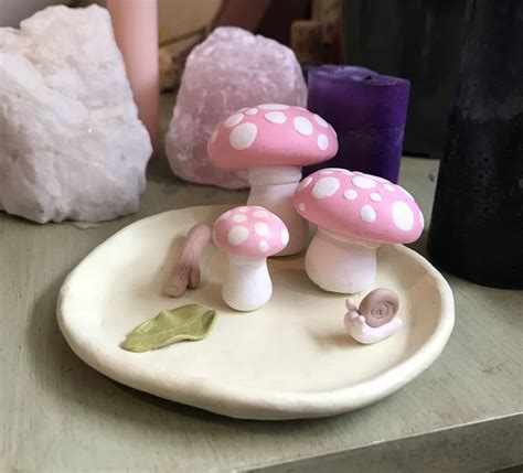Mushroom Forest Themed Clay Incense Hold And Jewelry Dish Diy Clay Crafts Clay Art Projects