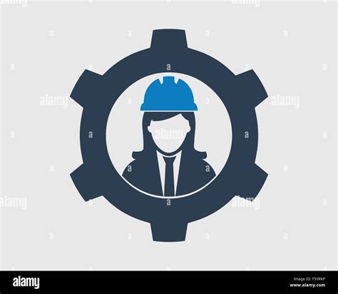 Mechanical Engineer Icon Female Symbol With Gear Sign Stock Vector