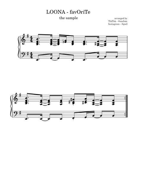 Favorite Loona 이달의 소녀 Loona Favorite Sheet Music For Piano Solo
