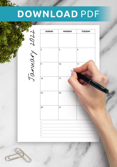 Printable Blank Monthly Calendar With Notes Blank Lined Weekly