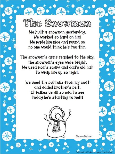 Snowman Poem Preschool Paringin St2
