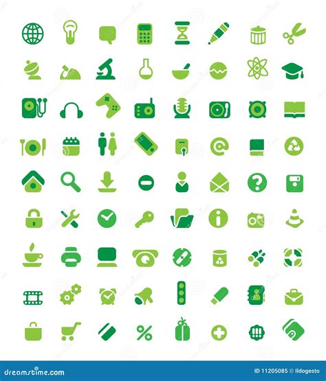 Set Of Green Icons Stock Vector Illustration Of Computer 11205085