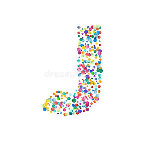 Letter J Filled With Dense Watercolor Confetti On Stock Illustration