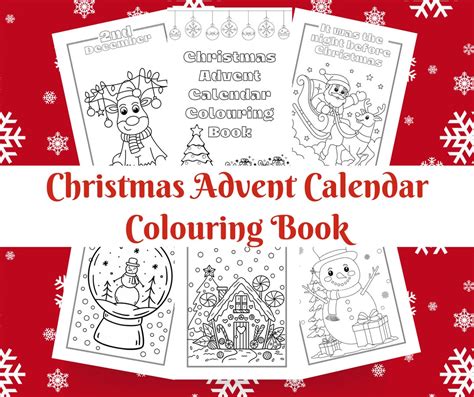 Printable Christmas Advent Calendar Colouring Book Etsy