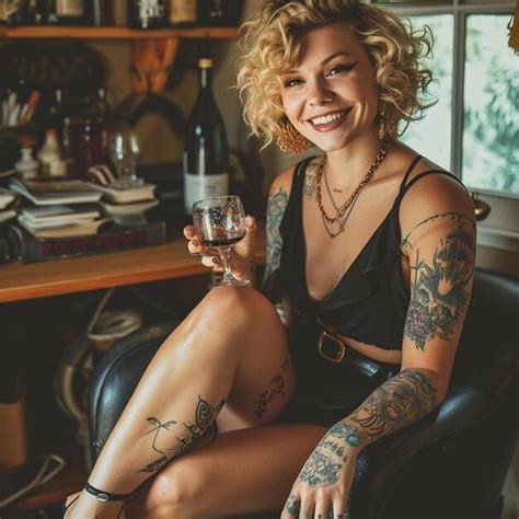 premium photo a woman sitting in a chair holding a glass of wine