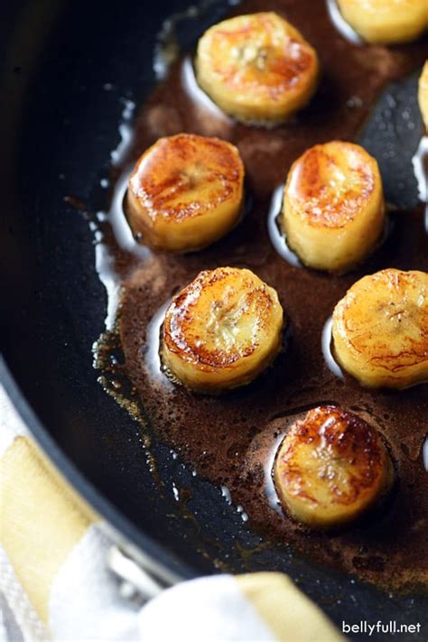 It has a nice gooey interior and a crispy crust around the edges. Pan Fried Honey Bananas - Belly Full