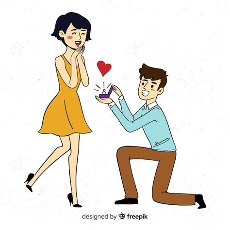 Free Vector Lovely Hand Drawn Marriage Proposal Concept