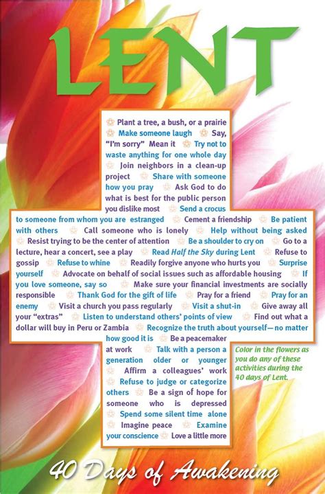 Prepare For Lent With This Beautiful 12x18 Poster Featuring Activities
