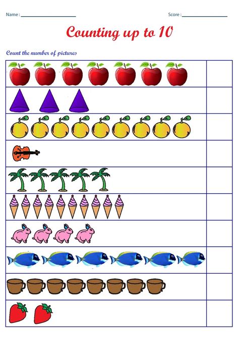 Counting 1 10 Worksheets Preschool