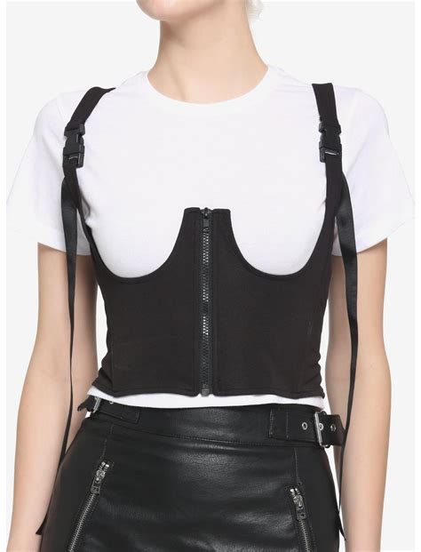 Black Underbust Corset Girls Crop T Shirt Hot Topic