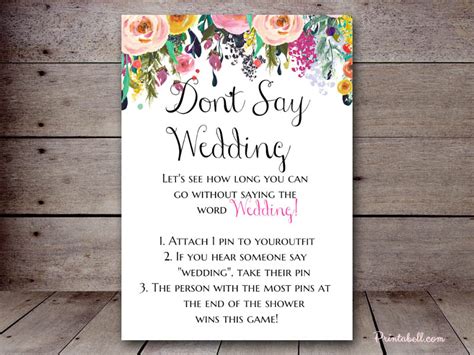 Dont Say Wedding Printabell Create